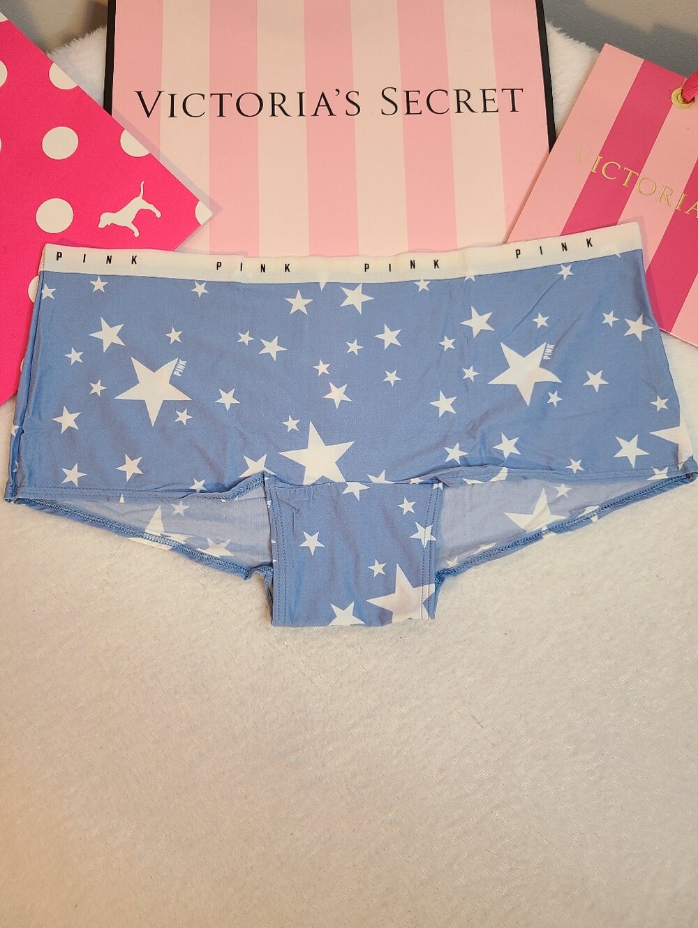 Rare Retired VS PINK Smooth Micro Nylon Logo Boyshort Panty Size Lg